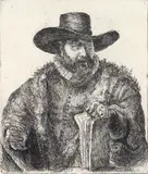 Rembrandt Harmensz van Rijn, Reverse image state of Cornelis Claesz Anslo, Preacher (Bartsch 271; New Hollstein 197), etching and drypoint