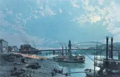 John Stobart, Pittsburgh: Moonlight over the Monongahela in 1885, printed in 1984, offset, lithograph