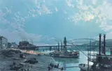 John Stobart, Pittsburgh: Moonlight over the Monongahela in 1885, printed in 1984, offset
