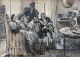 Family After the Meal by Jean Andre Castaigne, 1908, oil on canvas, offered Apr 2026