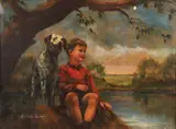 Adelaide Hiebel, Boy and Dalmatian, c.1930s, oil on canvas