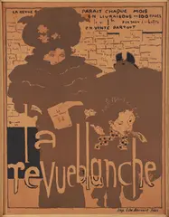 Pierre Bonnard, La Revue Blanche, Paris, circa 1896, ink lithograph on brown poster paper, printed by Edward Ancourt, Imp. Edw. Ancourt, Paris