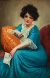 Leon Moran, Girl and the Letter, undated, c.1910s, oil on canvas