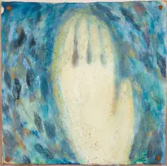 Squeak Carnwath, Hands and Dots, 1988, oil and wax on wood panel