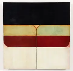 Untitled Abstract by Rebecca H. Quaytman, 1988, oil on wood panel, offered Apr 2026