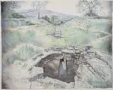 Italian Landscape by Ruth Weisberg, 1985, mixed media with watercolor on paper, offered Apr 2026