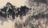 Fong Chung-Ray, Untitled Beige and Black Abstraction, watercolor and wash drawing