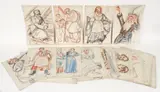 Enrico Glicenstein, (Polish/Jewish/American, 1870-1942), Group of 29 Drawings of Actors from the performance of Yoshe Kalb by Maurice Schwartz's Yiddish Art Theatre