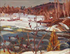 A. Y. Jackson, (Canadian, 1882-1974), Madawaska River, 1961, oil on wood panel