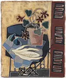 Les capucines a la table de jardin [Still life with Nasturtiums on the garden table] by Charles Malaussena, 1949, oil on canvas, offered Apr 2026