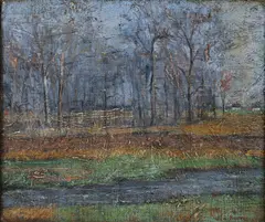 Woods and Stream by Walter Emerson Baum, c.1930, oil on canvas board, offered Apr 2026