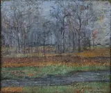 Walter Emerson Baum, Woods and Stream, c.1930, oil on canvas board