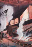 Bessimer Pouring-American Steel and Wire Co. by Edward Dixon McDonald, 1931, watercolor and gouache on board, offered Apr 2026