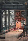 Hot Ingot No. 2-Soaking Pits, Otis Steel Co. by Edward Dixon McDonald, 1932, watercolor and gouache on board, offered Apr 2026