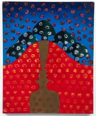 Simon Avissar, Abstracted Silhouettes, oil on board
