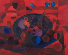 Simon Avissar, Abstracted Bowl of Fruit, oil on canvas