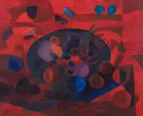 Simon Avissar, Abstracted Bowl of Fruit, oil on canvas