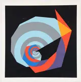 Herbert Bayer, Untitled Nautilus, serigraph printed in colors, pencil