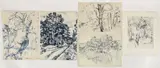 Enrico Glicenstein, (Polish/Jewish/American, 1870-1942), Group of 5 Drawings of Trees, 1933-40