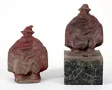 Enrico Glicenstein, (Polish/Jewish/American, 1870-1942), Caped Figure, pair of sculptures, 1930, painted terra cotta, one on