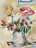 Enrico Glicenstein, (Polish/Jewish/American, 1870-1942), Still LIfe with Flowers in White Vase, 1939-