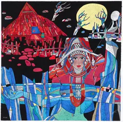 Lady With Thread by He De Guan, serigraph printed in colors, offered Mar 2026