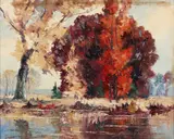 Harry Louis Hickman, Impressionist Autumn Landscape, oil on canvasboard