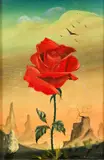 Rose in Surrealist Scene, undated, c.1950s or 1960s by Gino Krayer, oil on wood panel, offered Mar 2026