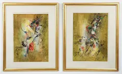 Lê Bá Đảng, Circus II and Circus V, 1980's, lithograph printed in colors