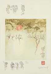 Lê Bá Đảng, La Lune Rouge et l'Hiver, 1981, lithograph and embossing