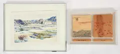 2 pc lot includes by Gordon Mortensen, watercolor and reduction woodblocks. FIRST: Battleship Butte, 1980, watercolor, pencil, offered Mar 2026