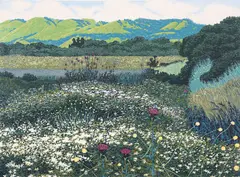 California Wild Flowers, 1982, reduction color by Gordon Mortensen, woodcut, offered Mar 2026