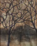 Nocturnal Landscape by John Sokol, 2020, graphite, mixed media and organic stain, offered Mar 2026