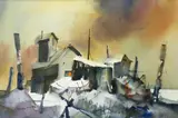 Fishing Shacks by Frank Webb Aws, watercolor, offered Mar 2026