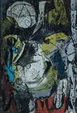 Adja Yunkers, Head of a Traveler (#3 From the Portfolio of Five Prints), 1952, color, woodcut
