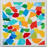 Tapestry by Jeff Zets, acrylic and painted paper collage, offered Mar 2026