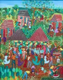 Village Celebration by Juvernal Durosaire, 1987, acrylic on board, offered Mar 2026