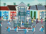 Jean-Baptiste Jean, Carnival Street Performers, 1980's, tempera on board