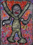 Figure with Upstretched Arms by Prospere Pierre-Louis, 1987, acrylic on board, offered Mar 2026