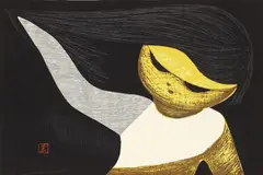 Kaoru Kawano, Gentle Breeze, 1950's, color woodblock, 10 x 15 inches, pencil