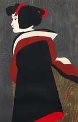 Woman in Profile, circa 1960, from the Maiko Series, color woodblock, 15.25 x 10 inches by Kiyoshi Saitō, pencil, offered Mar 2026