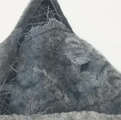 Ryohei Tanaka, Ruined Farmhouse (4), 1976, etching and aquatint, 14 1/5 × 14 1/5 inches,( 36 × 36 cm), pencil