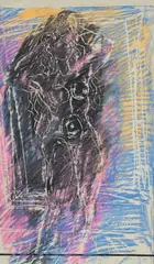Standing Nude, color by Virgil D. Cantini, monotype or scratchboard impression, offered Mar 2026
