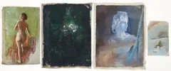 Group of 4 paintings, all by Lila Hetzel, oil on canvas, unstretched and, offered Mar 2026