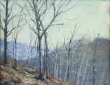Ira McDade, Winter Woods, oil on canvasboard