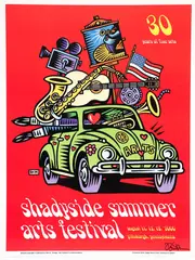 Burton Morris, 2000 Shadyside Summer Arts Festival Poster , signed in black, ink