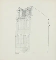 The House with the Diamond Tiles, 1968, (Bluff Street, Duquesne Campus) by Harry M. Schwalb, pencil drawing on linen paper, offered Mar 2026