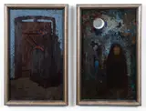 Pregnancy, and In the Cemetery by Mozsi Szabo Istvan, 1972, oil on board, offered Mar 2026