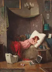 Young Girl Sleeping by Endre Komaromi-Kacz, oil on canvas, offered Mar 2026