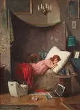 Endre Komaromi-Kacz, Young Girl Sleeping, oil on canvas